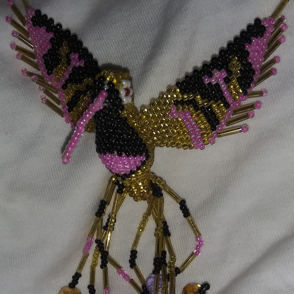 Hummingbird Loom Beaded Necklace - Picture 2 of 16